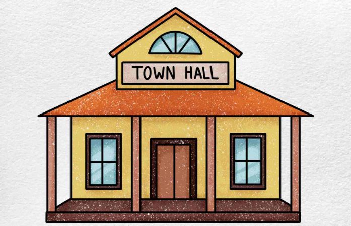  Image of a school with the caption Town Hall